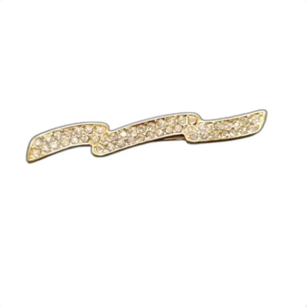 Vintage Monet Rhinestone Brooch – Gold Tone Lightning Bolt Pin